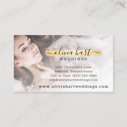 金ゴールドミニマ絵を描リストのスワッシュカスタムロゴ写真 名刺 (裏面)