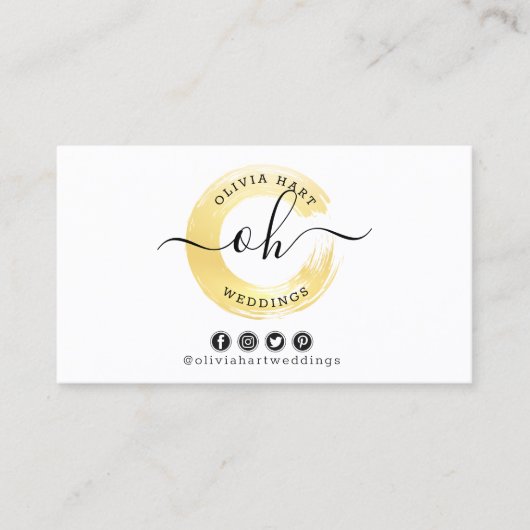 金ゴールドミニマ絵を描リストのスワッシュカスタムロゴ写真 名刺 (正面)