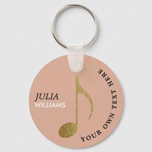 金ゴールドミュージカルノートダスティバラキーチェーン(名前) キーホルダー (正面)