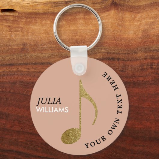 金ゴールドミュージカルノートダスティバラキーチェーン(名前) キーホルダー (裏面)