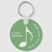 金ゴールドミュージカルノートダスティ緑のキーチェーン(名前) キーホルダー (正面)