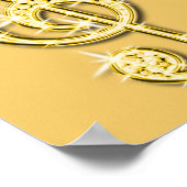 金ゴールドミュージックノートとスティレット18誕生日 ポスター (角)