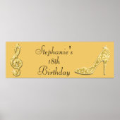 金ゴールドミュージックノートとスティレット18誕生日 ポスター (正面)