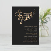 金ゴールドミュージックノートクラッシーミニマルコンサート招待状 招待状 (スタンド正面)