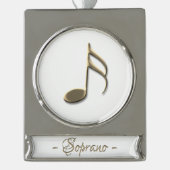 金ゴールドミュージックノートソプラノシンガーネームオーナメント シルバープレートバナーオーナメント (正面)