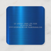 金ゴールドミュージックノートヘッドフォンDJブルーメタリック スクエア名刺 (裏面)