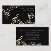 金ゴールドミュージックノート(黒) 名刺 (正面/裏面)
