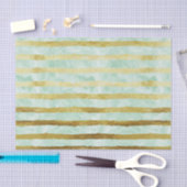 金ゴールドミントウォーターの色のストライプ 薄葉紙 (クラフト)