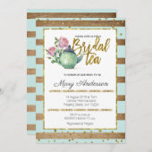 金ゴールドミントエレガントブライダルティーパーティの招待状 招待状 (正面/裏面)