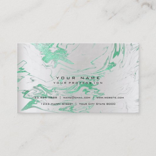 金ゴールドミントグリーンマーブルビップパーリーシルバー抽象芸術 名刺 (正面)