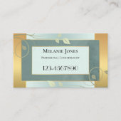 金ゴールドミントグリーン葉アポイントメント名刺 予約カード (正面)