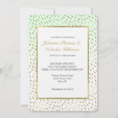 金ゴールドミントホワグラデーションイト結婚抽象芸術 招待状 (正面)