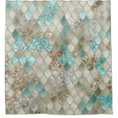 金ゴールドミントメはかりで測マーメイドグラム#1 (フェイクグリッター) シャワーカーテン (正面)