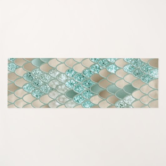 金ゴールドミントメはかりで測マーメイドグラム#2 (フェイクグリッター) ヨガマット (正面(横))