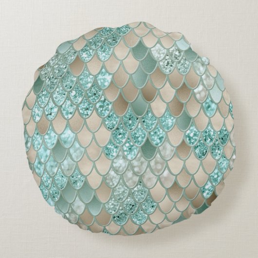 金ゴールドミントメはかりで測マーメイドグラム#2 (フェイクグリッター) ラウンドクッション (裏面)