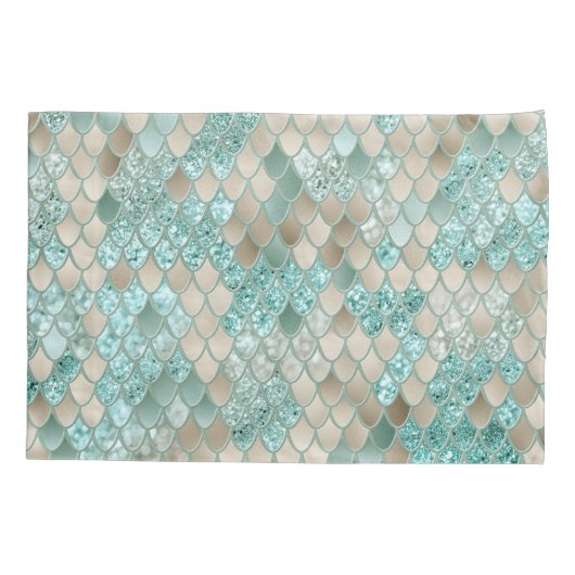 金ゴールドミントメはかりで測マーメイドグラム#2 (フェイクグリッター) 枕カバー (裏面)