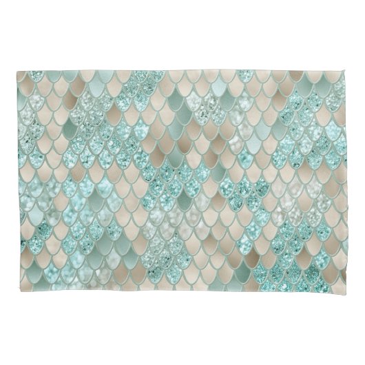 金ゴールドミントメはかりで測マーメイドグラム#2 (フェイクグリッター) 枕カバー (正面)