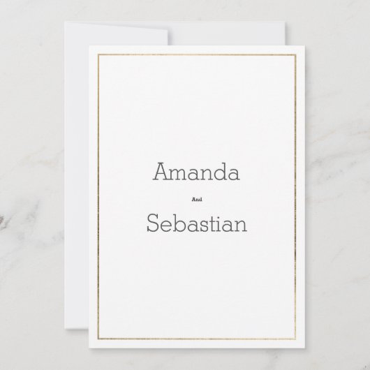 金ゴールドミント緑色の茶色の葉フローラ 招待状 (裏面)