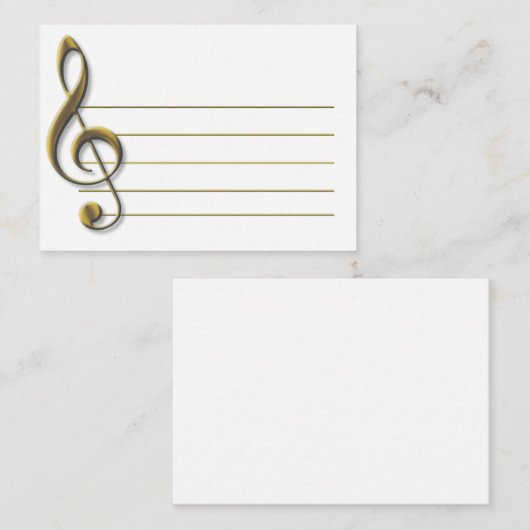 金ゴールドミ空白のュージックスタッフツリーブルクレフ、 音符記号ミュージカル ノートカード (正面/裏面)