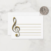 金ゴールドミ空白のュージックスタッフツリーブルクレフ、 音符記号ミュージカル ノートカード (正面/裏面インサイチュ)