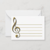 金ゴールドミ空白のュージックスタッフツリーブルクレフ、 音符記号ミュージカル ノートカード (正面)