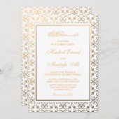 金ゴールドムスリム結婚式招待状 招待状 (正面/裏面)