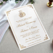 金ゴールドムスリム華美ムメンディ式の枠 招待状