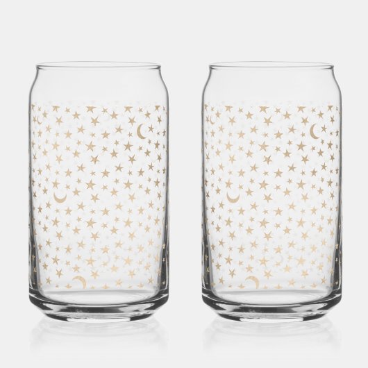 金ゴールドムーンアンドスターズナイトスカイ ガラス缶 (正面)