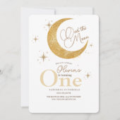 金ゴールドムーンアンドスターズ宇宙1st誕生日パーティー 招待状 (正面)