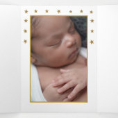 金ゴールドムーンアンドスターズ、3フォトコラージュベビー誕生 三つ折り案内状 (内部中)