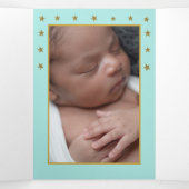 金ゴールドムーンアンドスターズ、3フォトコラージュベビー誕生 三つ折り案内状 (内部中)