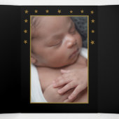 金ゴールドムーンアンドスターズ、3フォトコラージュベビー誕生 三つ折り案内状 (内部中)