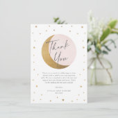 金ゴールドムーンアンドスターピンク赤ちゃんシャワーありがとう サンキューカード (スタンド正面)
