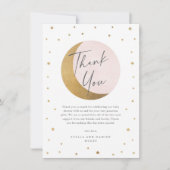 金ゴールドムーンアンドスターピンク赤ちゃんシャワーありがとう サンキューカード (正面)
