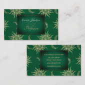 金ゴールドムーンサンマンダラグリーンパターン 名刺 (正面/裏面)