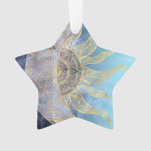 金ゴールドムーンサンマンダラシナルデザイン オーナメント (正面)