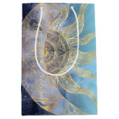 金ゴールドムーンサンマンダラシナルデザイン ミディアムペーパーバッグ (正面)