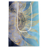 金ゴールドムーンサンマンダラシナルデザイン ミディアムペーパーバッグ (裏面)