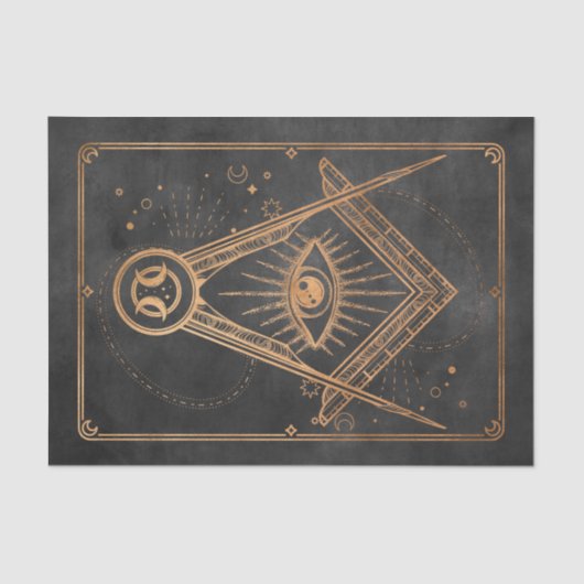 金ゴールドムーンスターズすべての目のタロット錬金術の石炭を見て 薄葉紙 (正面)