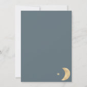 金ゴールドムーンスターズ青い水の色の写真ベビー誕生 案内状 (裏面)