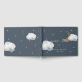 金ゴールドムーンスターズ&クラウドネイビーブルーベビーシャワー ゲストブック (全面)