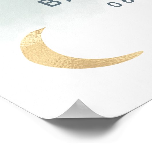 金ゴールドムーンスターブルーウォーター色ベビースシャワーへようこそ ポスター (角)