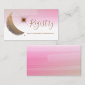 金ゴールドムーンピンク水色ベビーシャワーレジストリ エンクロージャーカード (正面/裏面)