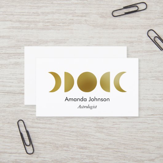 金ゴールドムーンフェイズアストロロジーヨガホリスティックヒーラー 名刺 (正面/裏面インサイチュ)