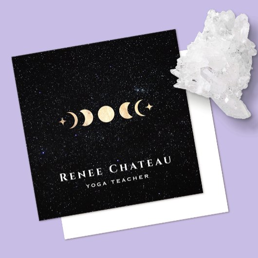 金ゴールドムーンフェイズコスモススターズ スクエア名刺