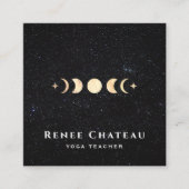 金ゴールドムーンフェイズコスモススターズ スクエア名刺 (正面)