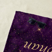 金ゴールドムーンフェイズパープルスターズパーソナライズされた ビーチタオル (インサイチュ)