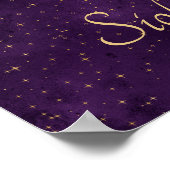 金ゴールドムーンフェイズパープルスターズパーソナライズされた ポスター (角)