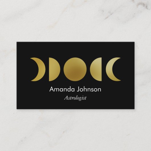 金ゴールドムーンフェーズ星占いヨガホリスティックヒーラー 名刺 (正面)