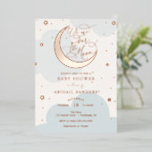 金ゴールドムーンブルーのベビーシャワーの上 箔招待状 (立ち正面)
